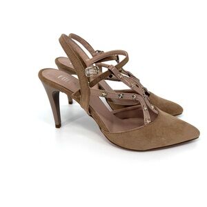 Tan Strappy Stiletto Heels